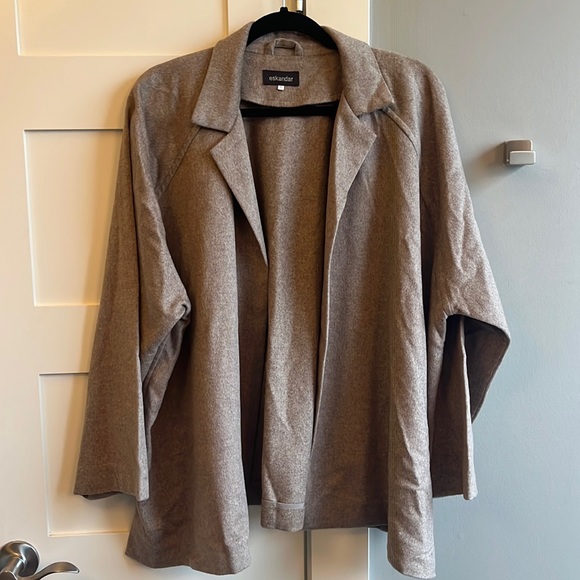 Eskandar cashmere mink tan brown swing jacket open oversized flowy size 1 - Picture 1 of 15